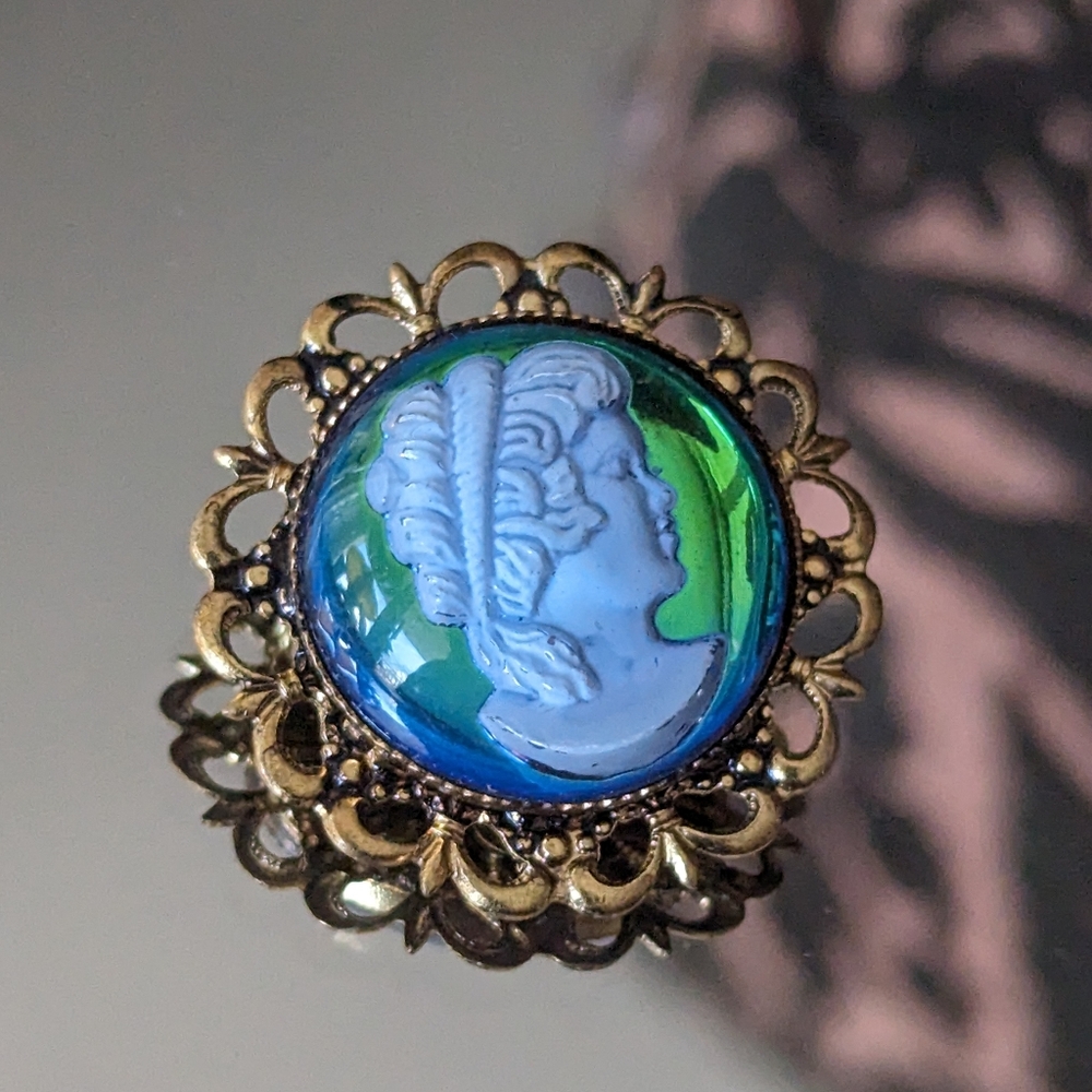 🌞URANIUM GLASS💥🇩🇪W.GERMANY COBACHON 🇩🇪ANTIQUE CAMEO